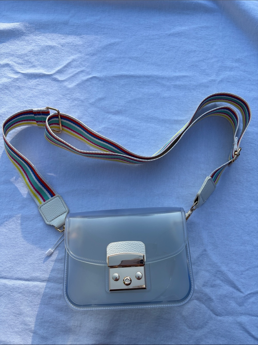 Altar'd State Clear Crossbody with Rainbow Stripe Strap